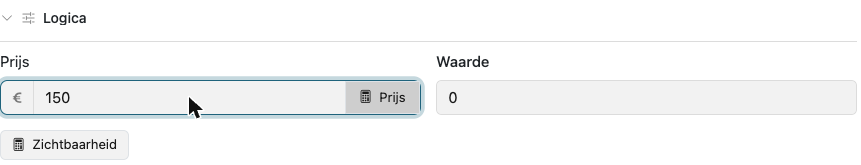 The Logic section with the Price field and calculator buttons
