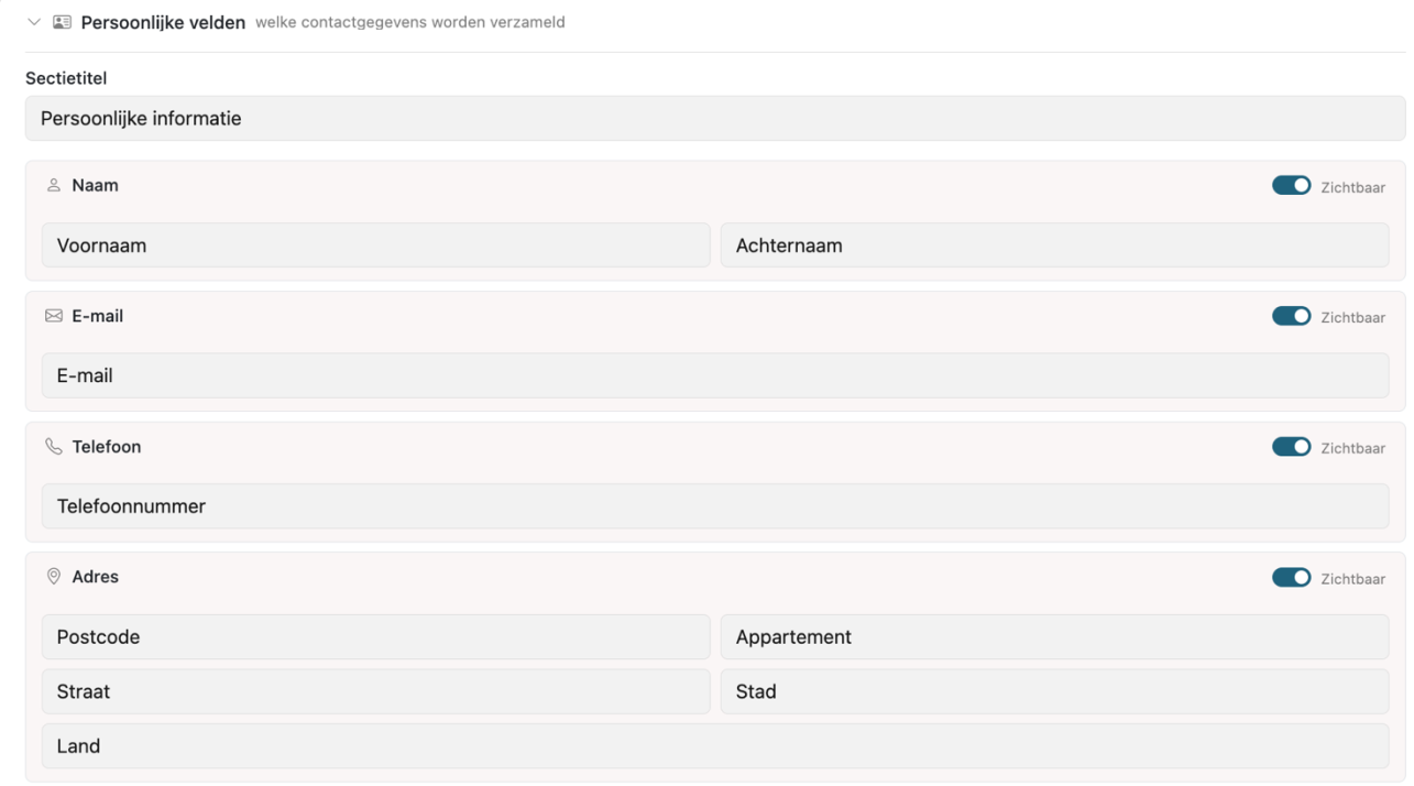 Step 2: personal details fields