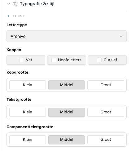 Typography controls